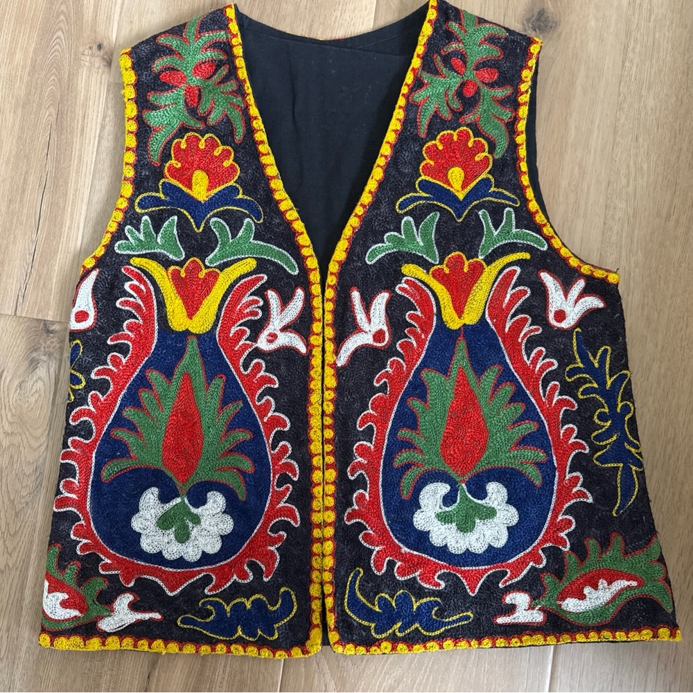 Colorful Boho Hand Embroidered Vest - Picture 7 of 9